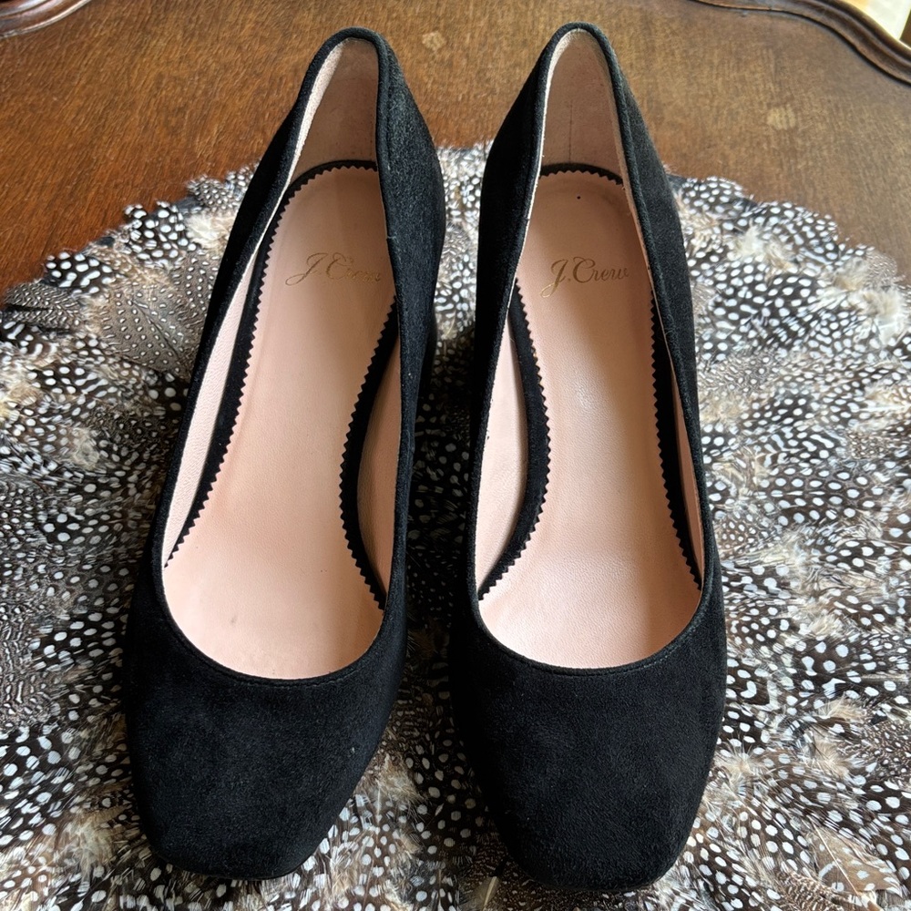 J. Crew Black Suede Block Heels